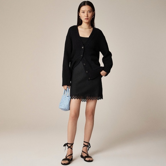 NWT!! J. CREW Marina V-Neck Cardigan Sweater Pockets Solid Black Preppy X-Small - Picture 5 of 15